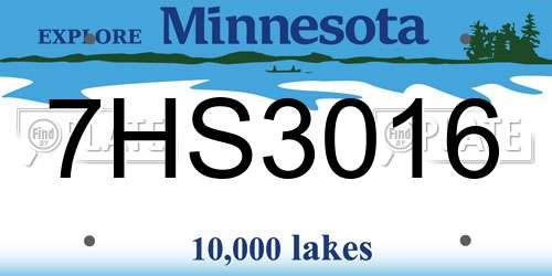 7HS3016 Minnesota License Plate