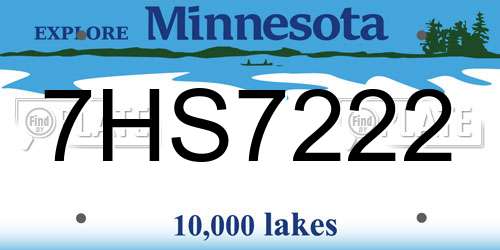 7HS7222 Minnesota License Plate