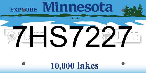 7HS7227 Minnesota License Plate