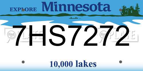 7HS7272 Minnesota License Plate