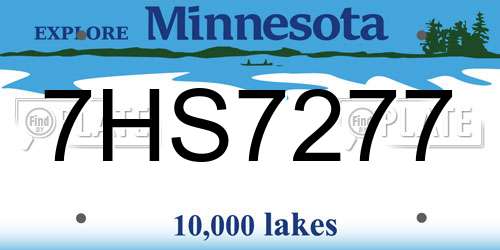 7HS7277 Minnesota License Plate