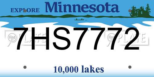 7HS7772 Minnesota License Plate