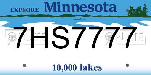 7HS7777 Minnesota License Plate