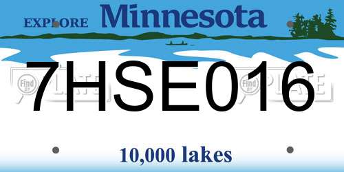 7HSE016 Minnesota License Plate