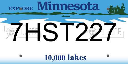 7HST227 Minnesota License Plate