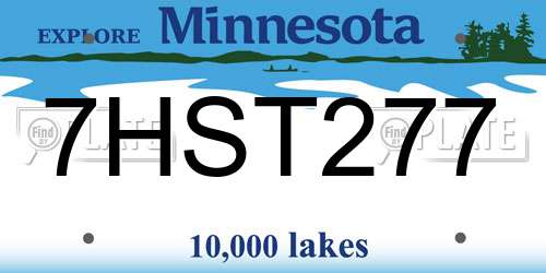 7HST277 Minnesota License Plate