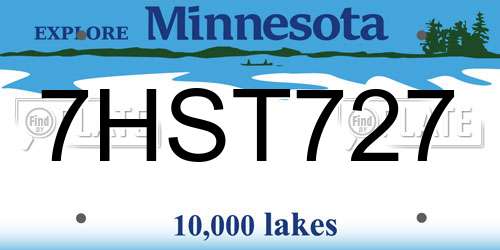 7HST727 Minnesota License Plate