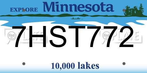 7HST772 Minnesota License Plate