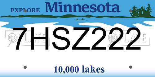 7HSZ222 Minnesota License Plate