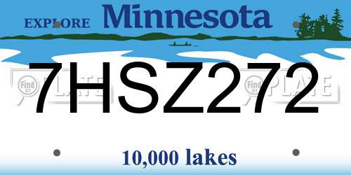 7HSZ272 Minnesota License Plate
