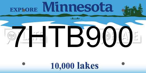 7HTB900 Minnesota License Plate