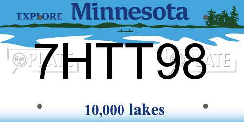 7HTT98 Minnesota License Plate