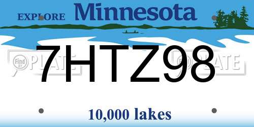 7HTZ98 Minnesota License Plate