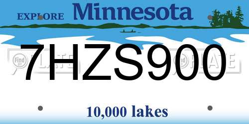 7HZS900 Minnesota License Plate