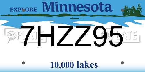 7HZZ95 Minnesota License Plate