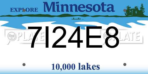 7I24E8 Minnesota License Plate