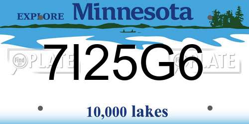 7I25G6 Minnesota License Plate