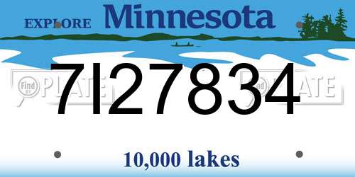 7I27834 Minnesota License Plate
