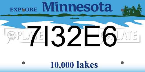 7I32E6 Minnesota License Plate