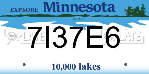 7I37E6 Minnesota License Plate