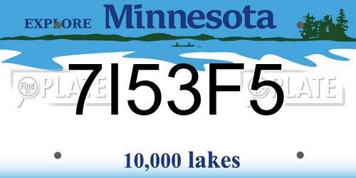 7I53F5 Minnesota License Plate
