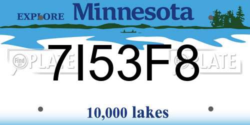 7I53F8 Minnesota License Plate