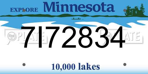 7I72834 Minnesota License Plate