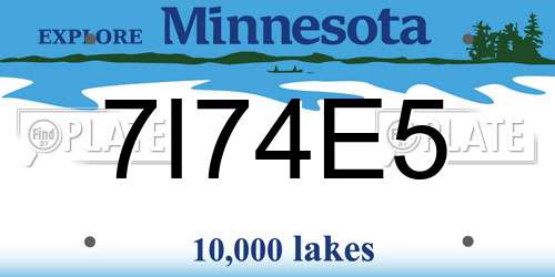 7I74E5 Minnesota License Plate