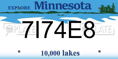7I74E8 Minnesota License Plate