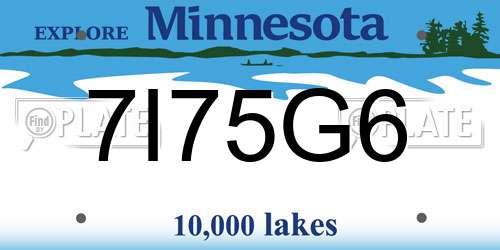 7I75G6 Minnesota License Plate