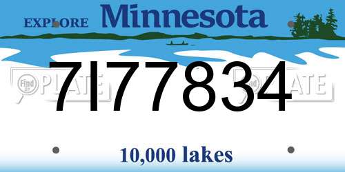 7I77834 Minnesota License Plate