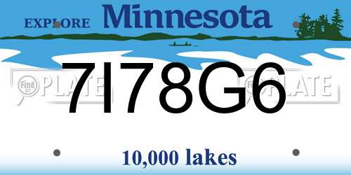 7I78G6 Minnesota License Plate
