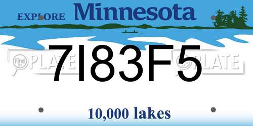 7I83F5 Minnesota License Plate