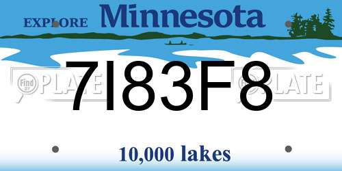 7I83F8 Minnesota License Plate