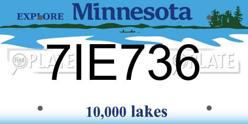 7IE736 Minnesota License Plate