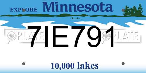 7IE791 Minnesota License Plate