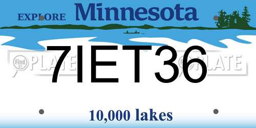 7IET36 Minnesota License Plate