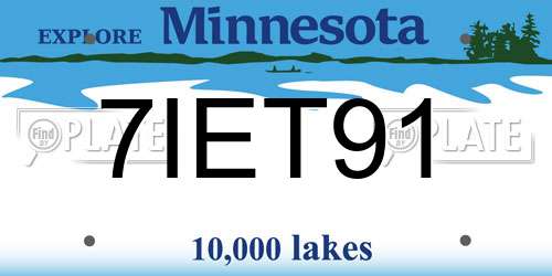 7IET91 Minnesota License Plate