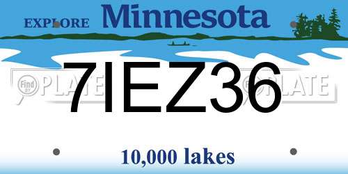 7IEZ36 Minnesota License Plate