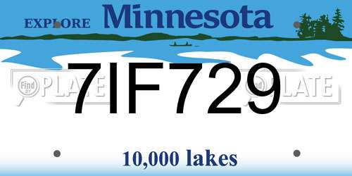 7IF729 Minnesota License Plate