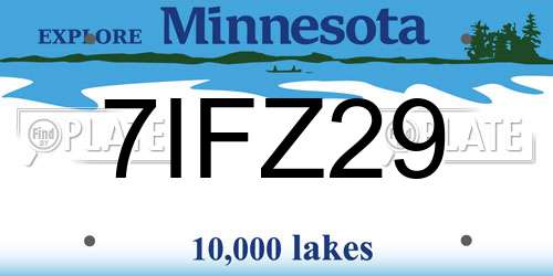 7IFZ29 Minnesota License Plate
