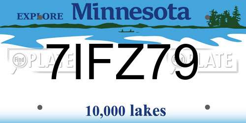 7IFZ79 Minnesota License Plate