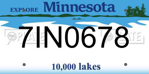 7IN0678 Minnesota License Plate