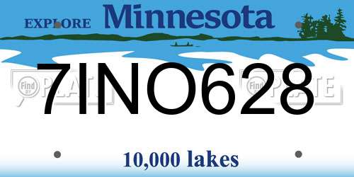7INO628 Minnesota License Plate