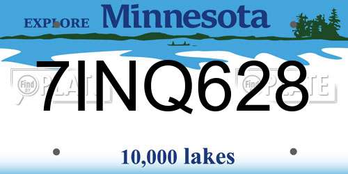 7INQ628 Minnesota License Plate