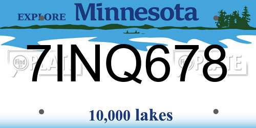 7INQ678 Minnesota License Plate