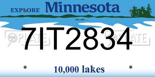 7IT2834 Minnesota License Plate