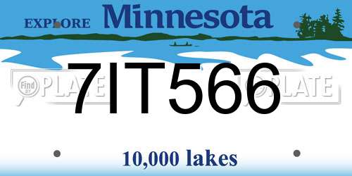 7IT566 Minnesota License Plate