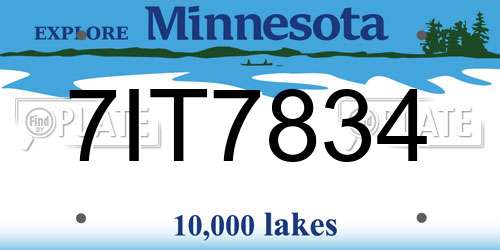 7IT7834 Minnesota License Plate