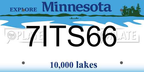 7ITS66 Minnesota License Plate
